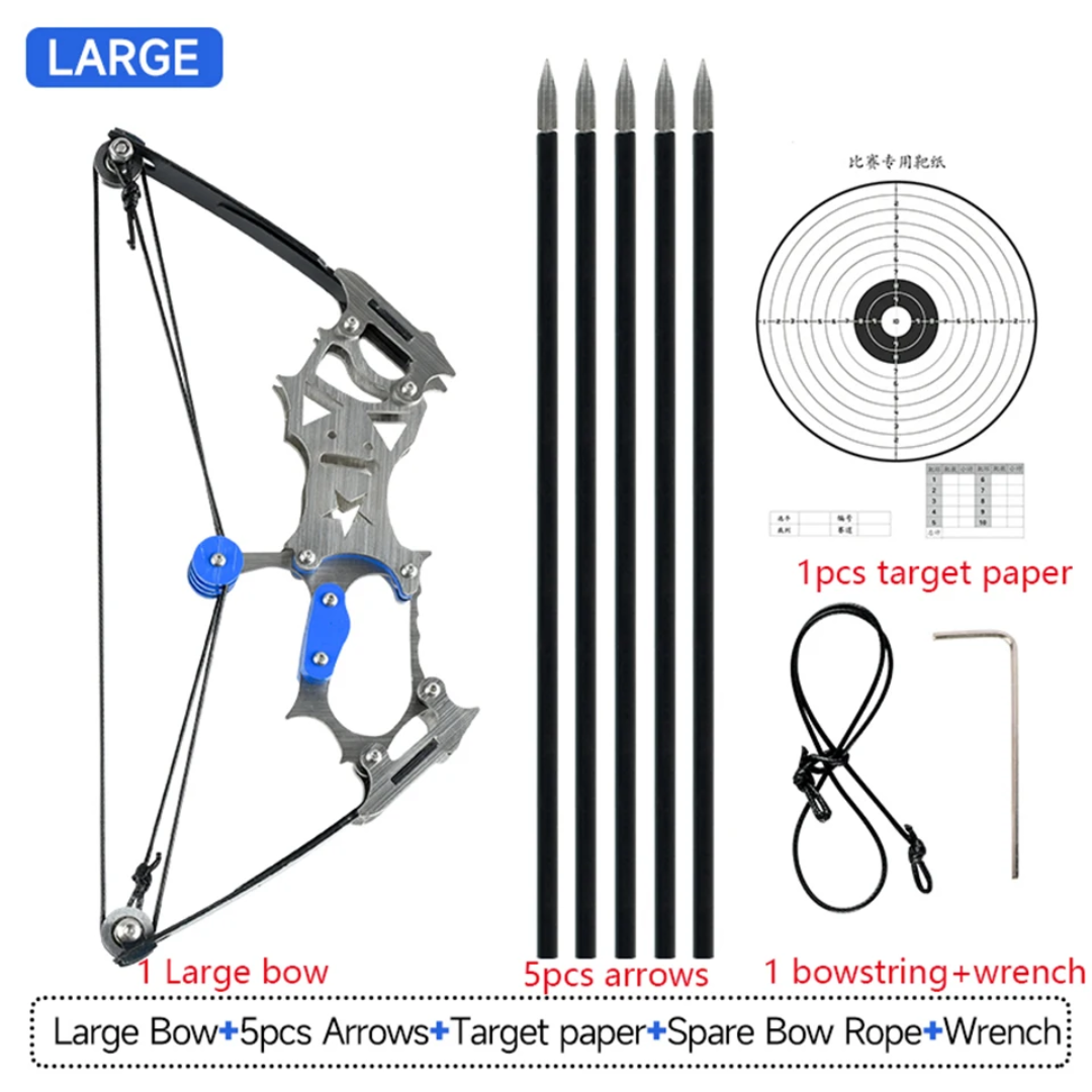 TRULEGANCE™ Mini 304 Stainless Steel Compound Bow Set: Precision Small Pulley Bow for Indoor and Outdoor Fun, Arrow Shooting Toy with Decompression Bowstring - Available in 2 Sizes!