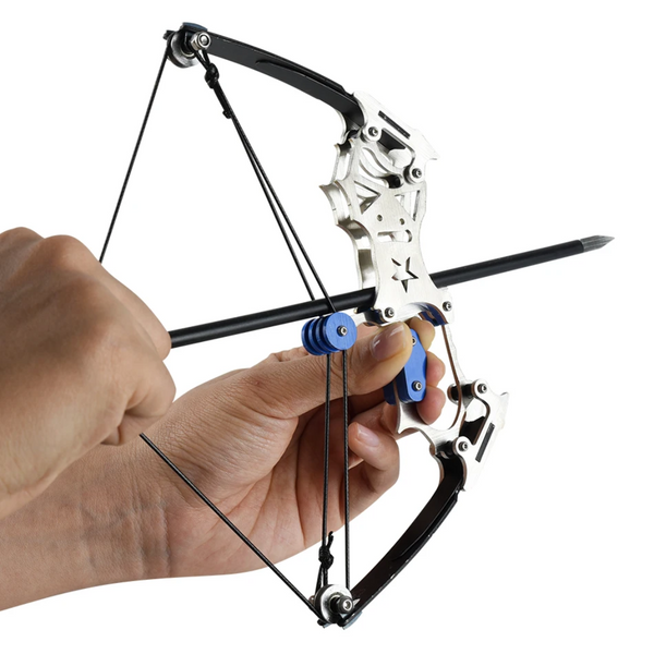 TRULEGANCE™ Mini 304 Stainless Steel Compound Bow Set: Precision Small Pulley Bow for Indoor and Outdoor Fun, Arrow Shooting Toy with Decompression Bowstring - Available in 2 Sizes!