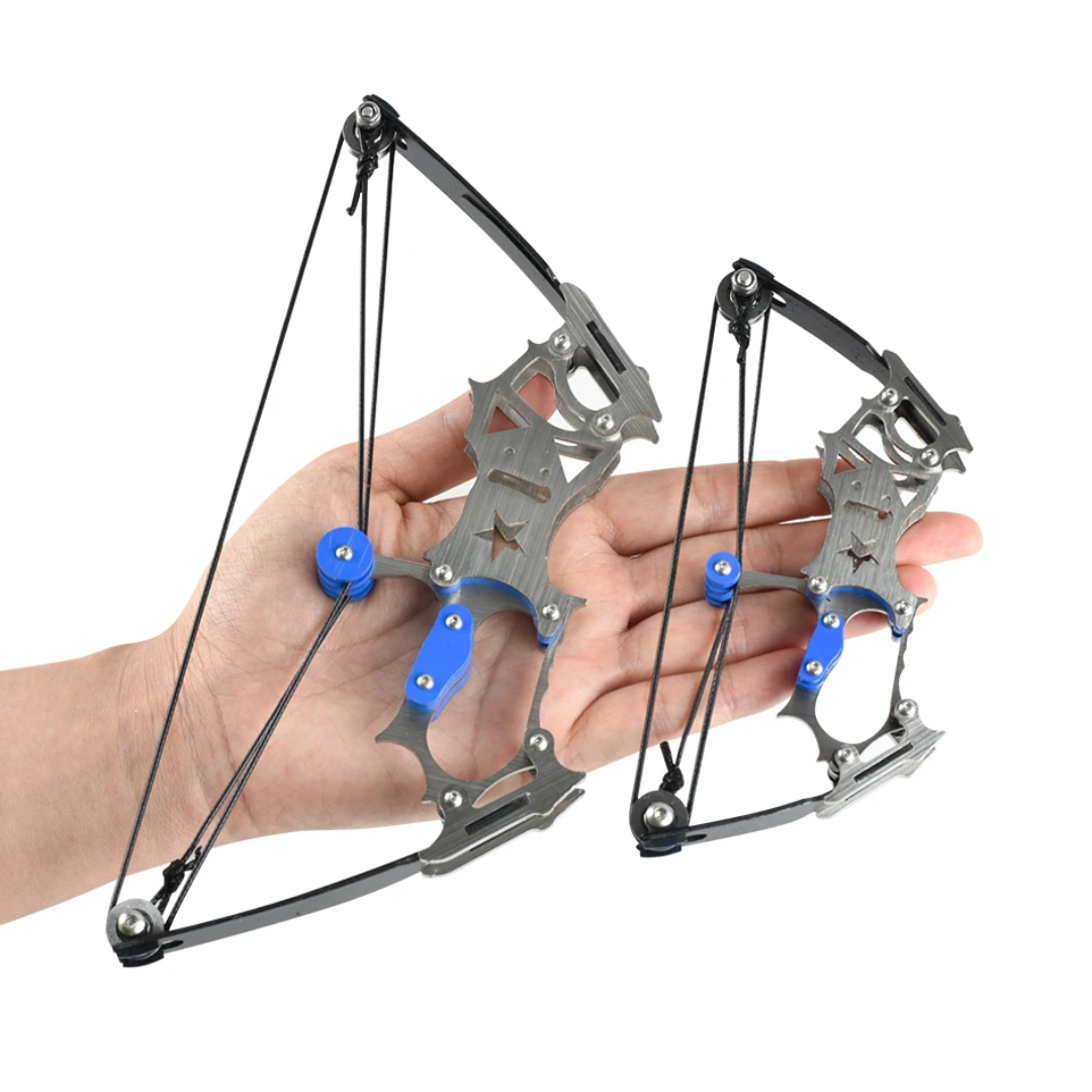 TRULEGANCE™ Mini 304 Stainless Steel Compound Bow Set: Precision Small Pulley Bow for Indoor and Outdoor Fun, Arrow Shooting Toy with Decompression Bowstring - Available in 2 Sizes!